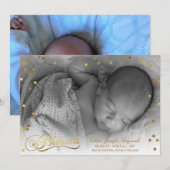 Bienheureux Photo Gold Confetti Faire-part de nais (Devant / Derrière)