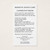 Bienheureux Solanus Casey Catholique Carte Sainte  (Dos)