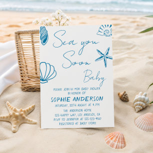 Bientôt Bébé sur le Rivage Invitation Baby Shower