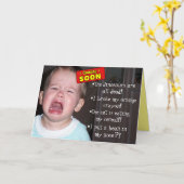 Bientôt ! Carte Baby shower humoristique (Fleur jaune)