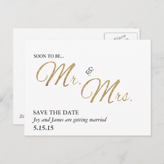 Bientôt être M. & Mme Enregistrer la date Carte po (Devant / Derrière)