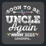 Bientôt être oncle à nouveau 2024 Chargement<br><div class="desc">Bientôt être oncle de nouveau 2024 Chargement promu à l'oncle Funny Crew Graphic design Cadeau Carré Stickers Collection classique.</div>