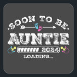 Bientôt être Tante 2024 Chargement<br><div class="desc">Bientôt Be Auntie 2024 Chargement Promoted to Tante Funny Crew Graphic design Cadeau Carré Stickers Collection classique.</div>