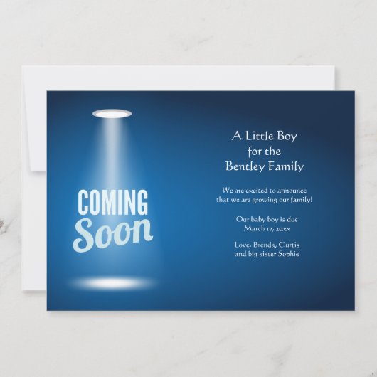 Bientôt Faire-part de grossesse de garçon (Devant)
