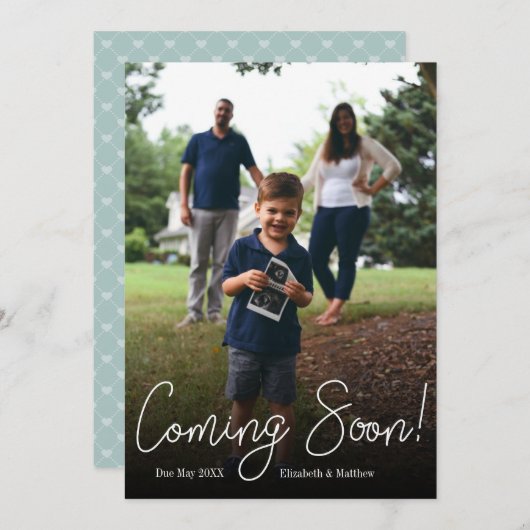 Bientôt la carte de Faire-part de grossesse photo (Devant / Derrière)