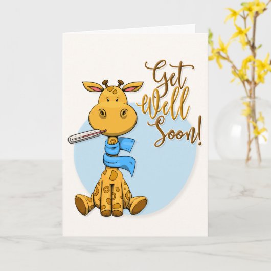 Bientôt, La Carte De Salutation De Giraffe Cute (Fleur jaune)