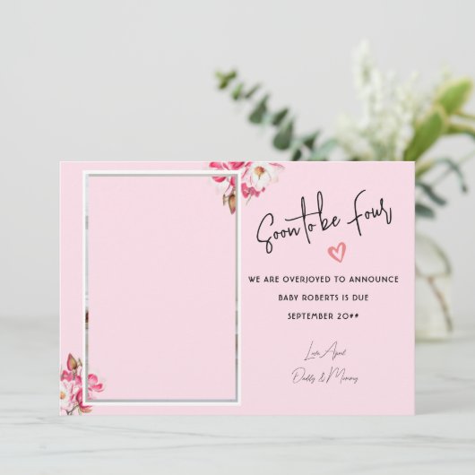 Bientôt quatre 2 Photos Grossesse Faire-part (Debout devant)