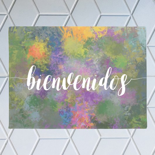 Bienvenidos met geverfde achtergrond deurmat