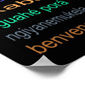 Bienvenue - 80 Langues Poster - 3 tailles/Noir (Coin)