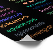 Bienvenue 80 Langues Poster Noir (Coin)