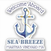 Bienvenue à bord du bateau ⛵ nom Sticker Ancre nau (Devant)