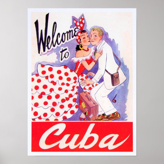 Bienvenue à Cuba poster de voyage vintage (Devant)