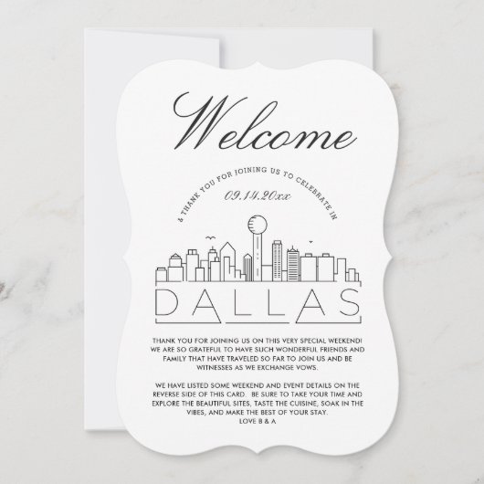 Bienvenue à Dallas | Invitation Détails Invités (Devant)