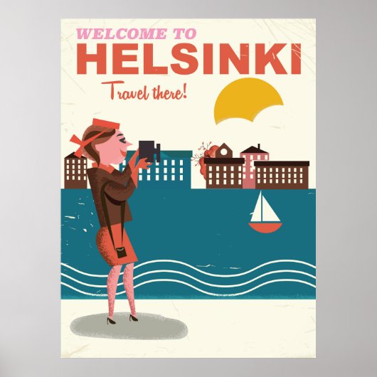 Bienvenue à Helsinki Finlande poster de voyage vin (Devant)