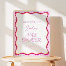 Bienvenue à la Baby Shower avec une bordure rose o