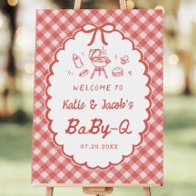 Bienvenue à la baby shower Barbecue bébé Red Gingh