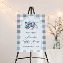 Bienvenue à la Baby Shower Gingham Garçon Chaussur