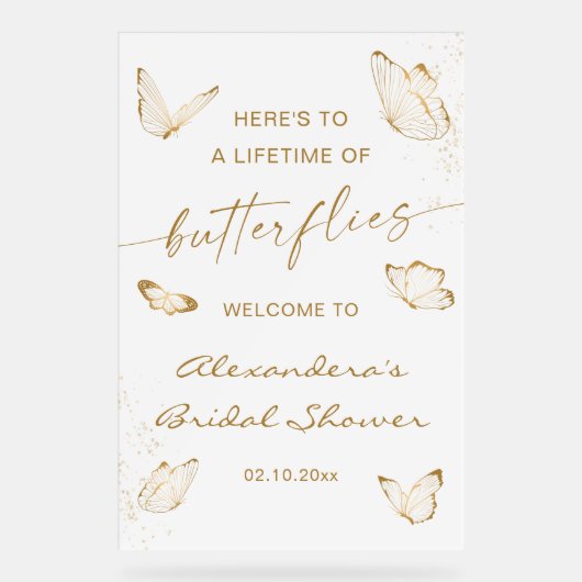 Bienvenue à la Baby Shower Papillon Doré (Recto)