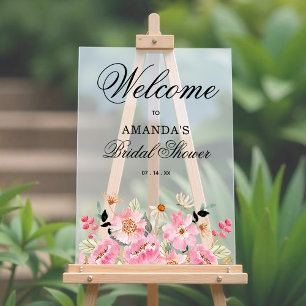 Bienvenue à la Baby Shower Rose Fleurs Sauvages