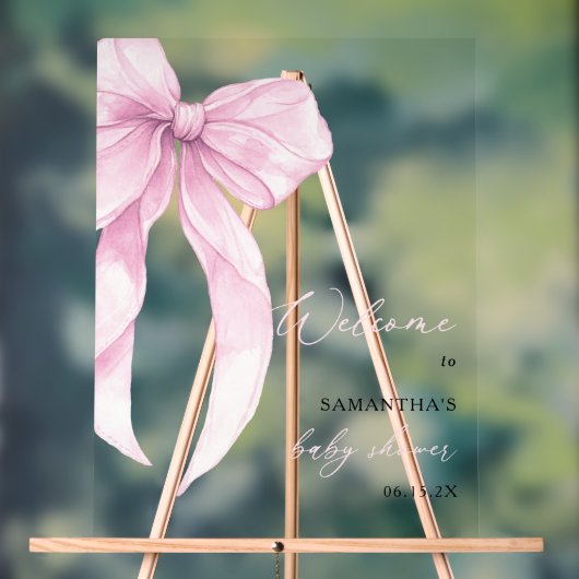 Bienvenue à la Baby Shower Rose Moderne avec un Nœ (Neutre)