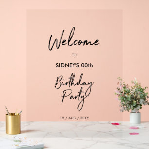 Bienvenue à la fête d'anniversaire moderne noir et