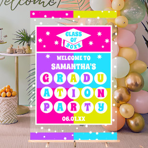 Bienvenue à la fête de graduation Retro Neon