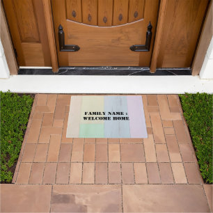 Bienvenue à la maison à l'extérieur du tapis de po