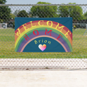 "Bienvenue à la maison", bannière Rainbow person