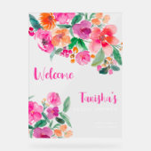 Bienvenue à la réception de mariage en rose vif fl (Recto)