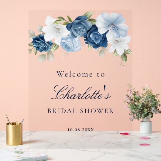 Bienvenue à la réception de mariage Floral Bleu Po (Mariage)