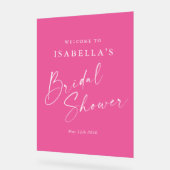 Bienvenue à la soirée de mariage rose vif minimali (Angle)