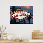 Bienvenue à Las Vegas Sign Night Retro Poster Impr (Cuisine)