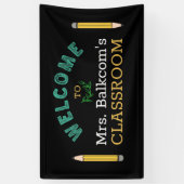 Bienvenue À L'École Bannière De Crayons Jaunes (Vertical)