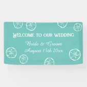 Bienvenue à notre bannière de mariage plage de sab (Horizontal)