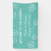 Bienvenue à notre bannière de mariage plage de sab (Verticale)