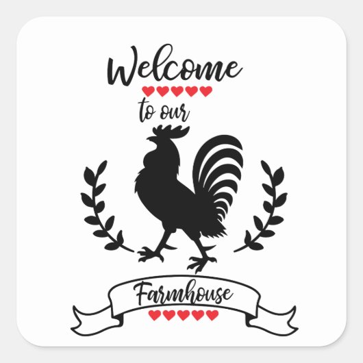 Bienvenue à notre coq autocollant mots de ferme (Devant)