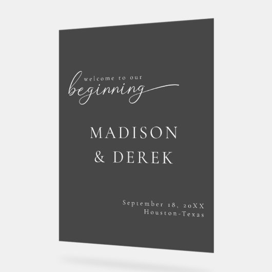 " BIENVENUE À NOTRE DÉBUT" Mariage Noir (Angle)