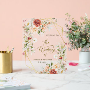 Bienvenue à Notre Mariage Foliage Gold Géométrique