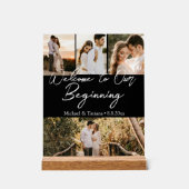 bienvenue à notre mariage initial 4 photos noir (Recto)