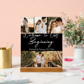 bienvenue à notre mariage initial 4 photos noir (Mariage)