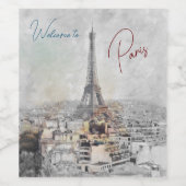 Bienvenue à Paris France Étiquette de vin | Paris (Étiquettes simples)