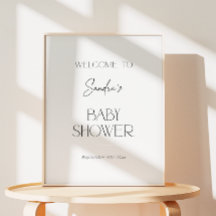 Bienvenue à une baby shower minimaliste moderne