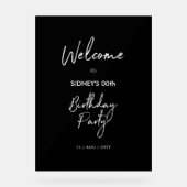 Bienvenue à une fête d'anniversaire moderne noir e (Recto)