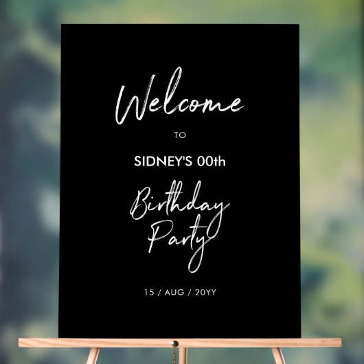 Bienvenue à une fête d'anniversaire moderne noir e (Neutre)