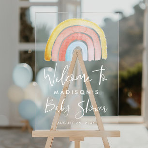 Bienvenue à une fête de bébé arc-en-ciel mignonne