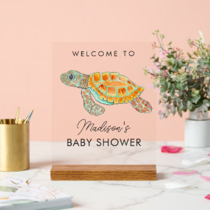 Bienvenue à votre Baby Shower Tortue de Mer Aquare