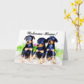 Bienvenue Accueil Chiots de Doberman Carte de voeu (Fleur jaune)