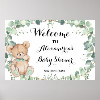 Bienvenue affiche de Baby shower d'or de l'ours ve