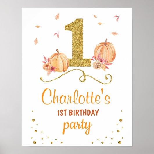 Bienvenue Anniversaire Poster Citrouille 1er Un (Devant)