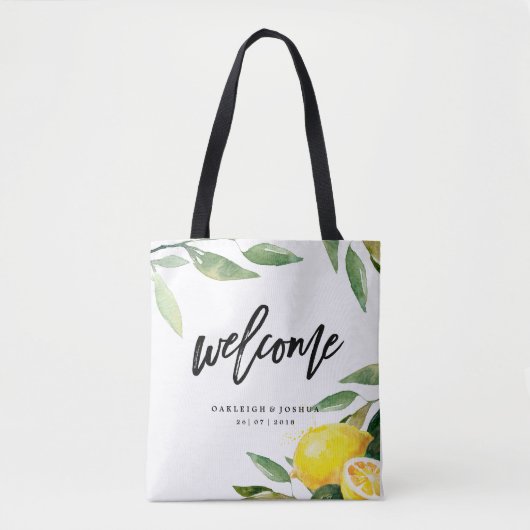 Bienvenue aquarelle citron Mariage de Bohême Sac f (Devant)